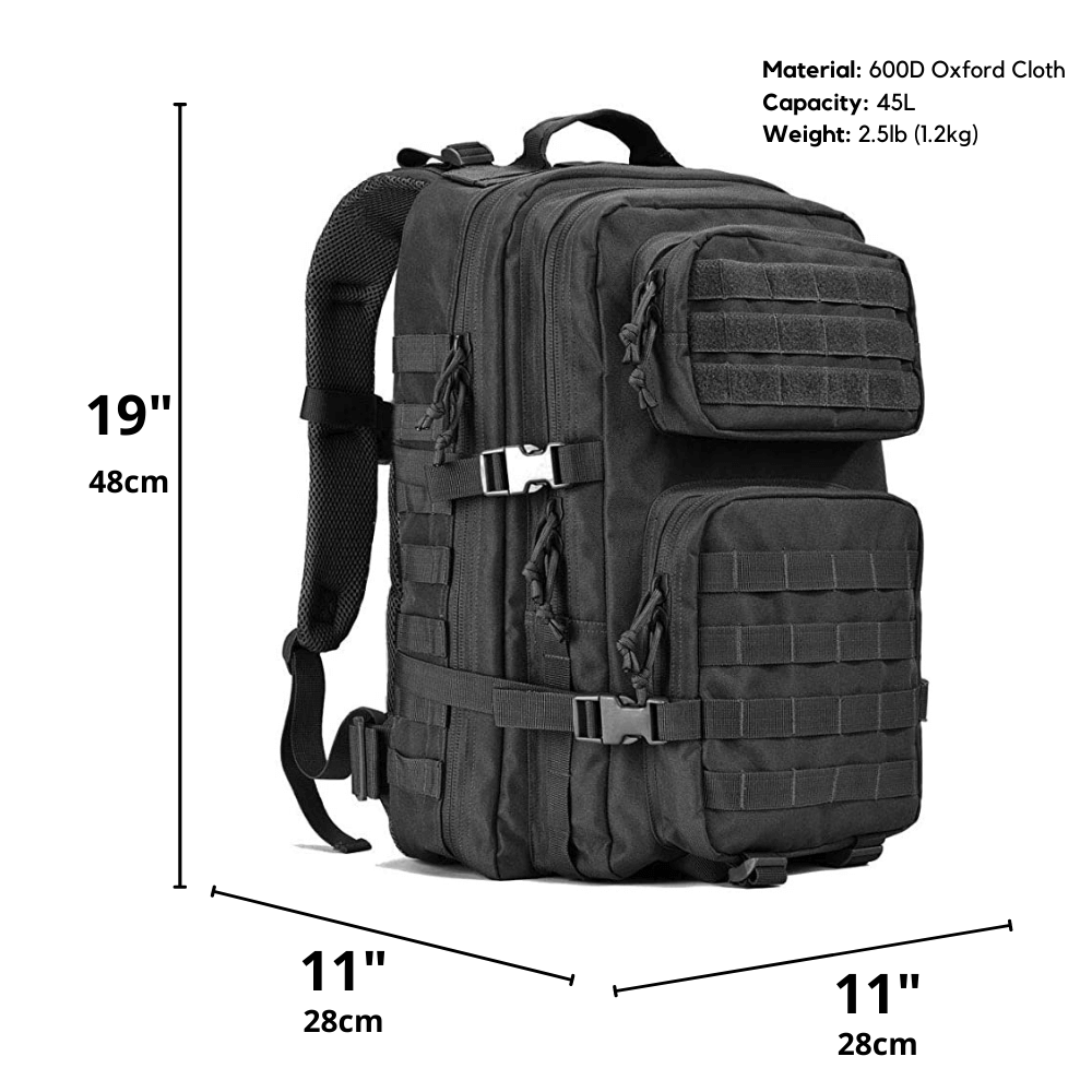 Jupiter Gear - Tactical 45L Molle Rucksack Backpack - 6 COLORS / CAMOS -