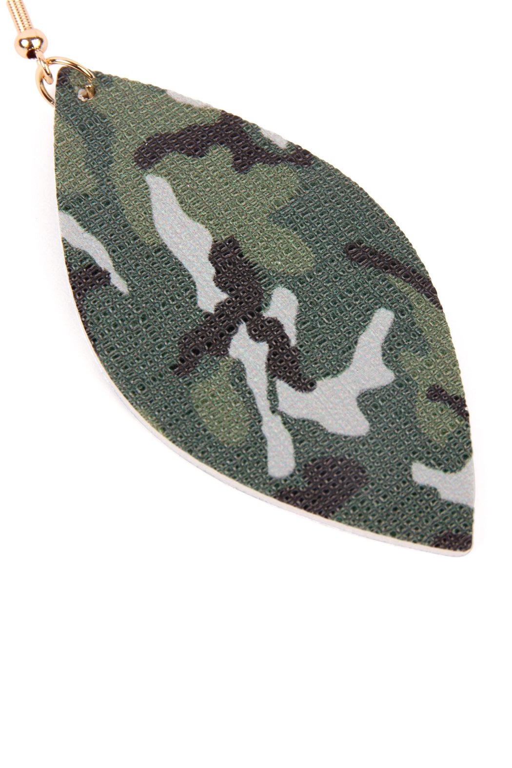 Riah Fashion - Camouflage Marquise Leather Earrings - 1 CAMO COLOR