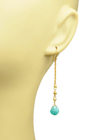 Gena Myint - Amazonite Linear Drop Earrings -