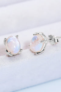 Thumbnail for Natural Moonstone 4-Prong Stud Earrings - T - 2 FINISHES -