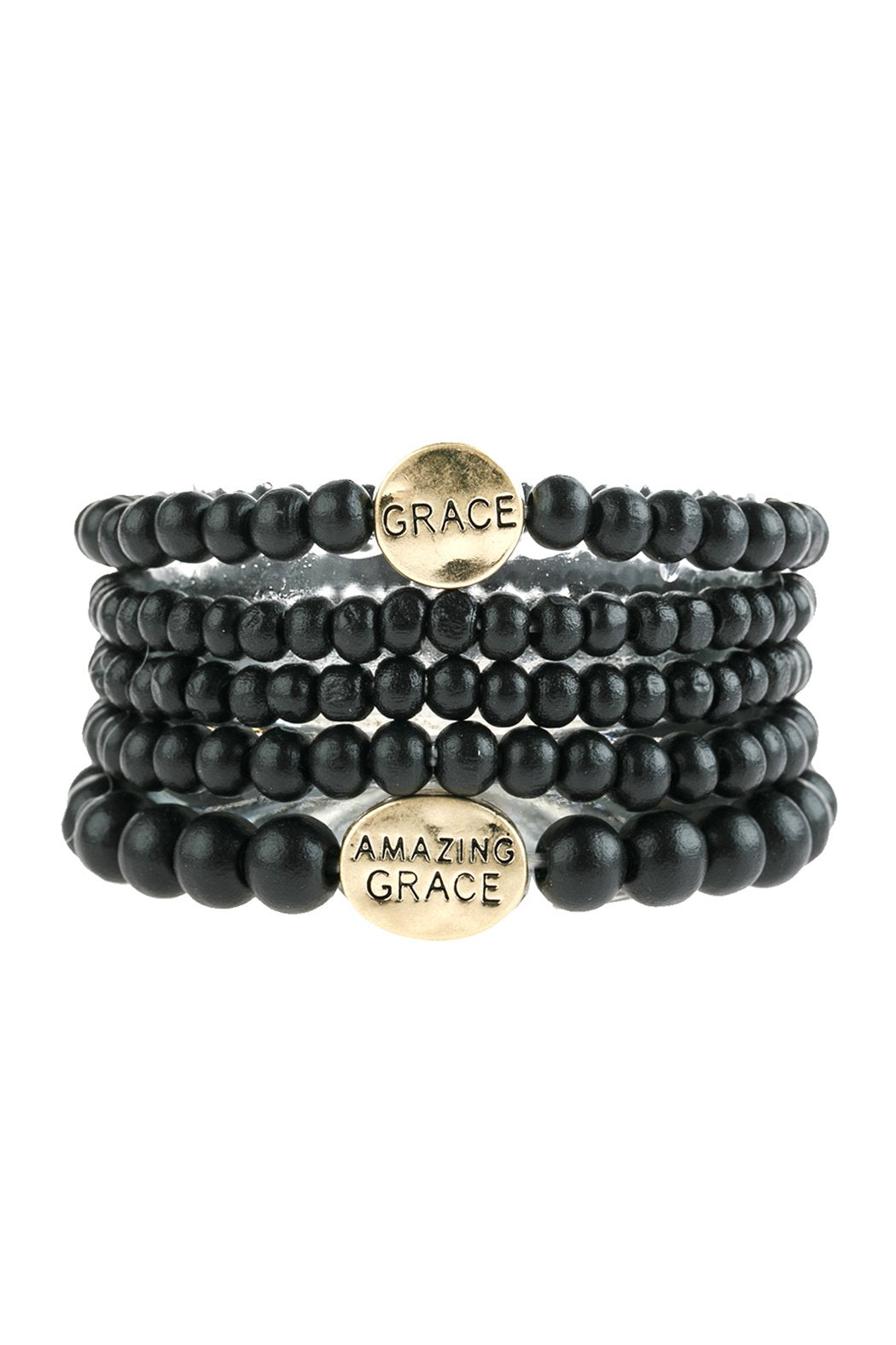 "Grace" Wood Stackable Beaded Bracelet - 4 COLORS