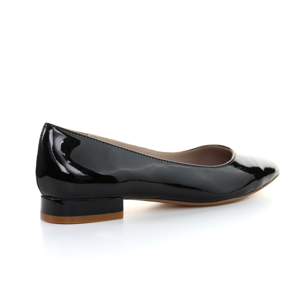 Patent Leather Square Toe Ballerina (Black)