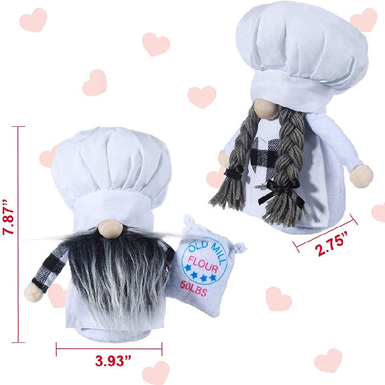 2 PCS Cute Kitchen Chef Love Sweet Gnome Cooking Tomtes for Home Table Kitchen - 7.87" EA. - 2 PCS - [10-15 DAY DELIVERY] - 2 TYPES SOLD AS SET -