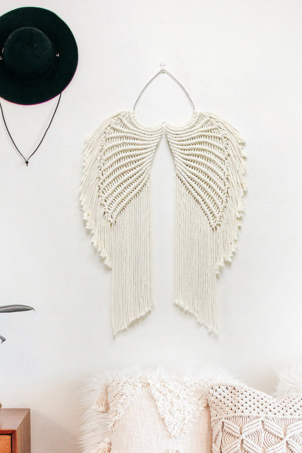 Macrame Angel Wings Wall Hanging - 21.5" X 17.7" - T - 1 COLOR -