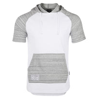 Thumbnail for Men's Short Sleeve Raglan Hoodie Round Bottom Semi Longline T-Shirt - 1 COLOR