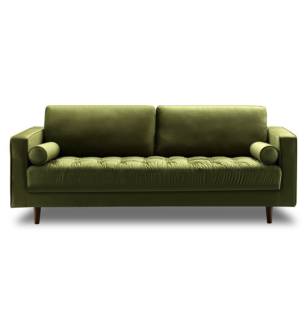 GFURN - Bente Tufted Velvet 3-Seater Sofa - Green - 1 COLOR -