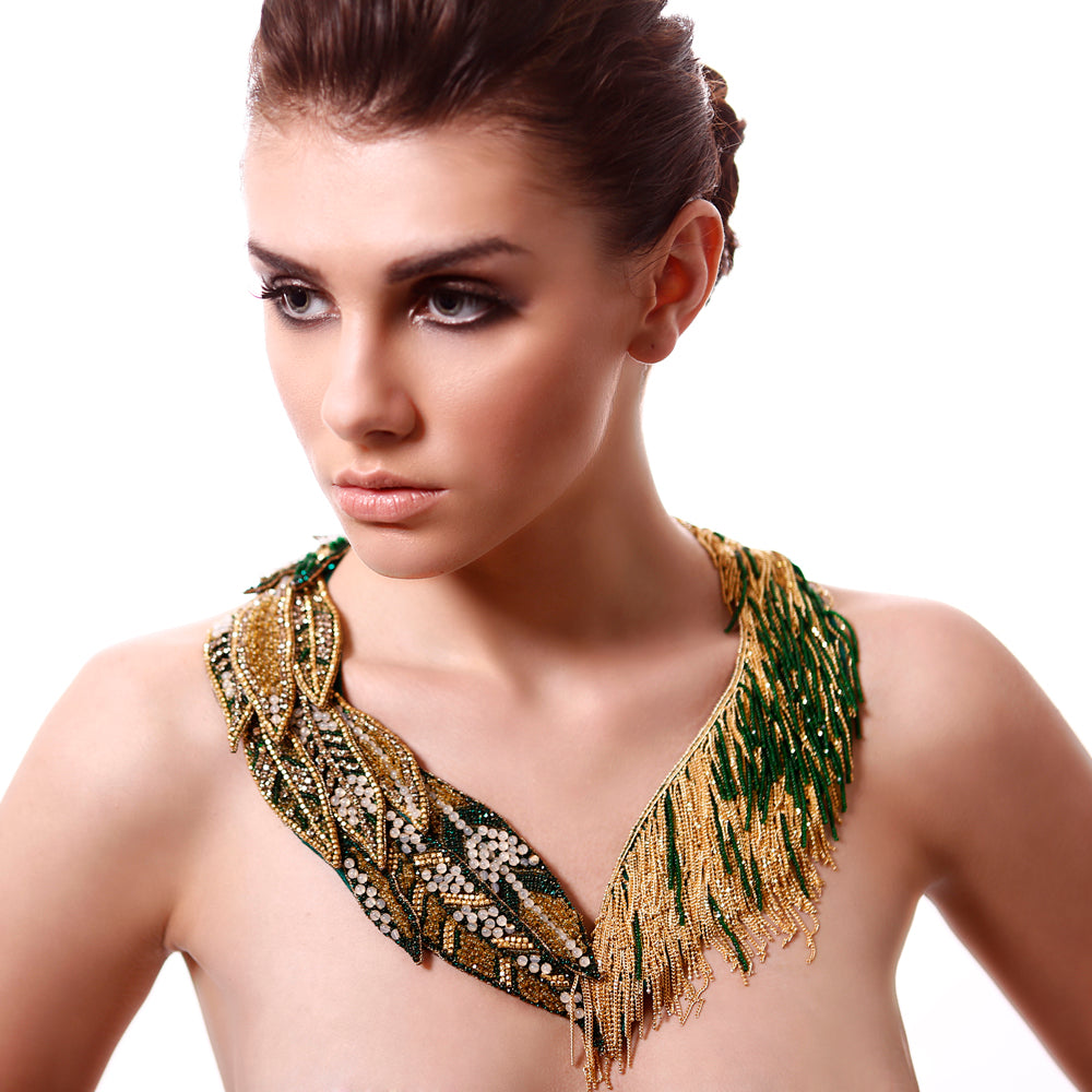 BEGADA - Gold Leaf Navette Necklace -