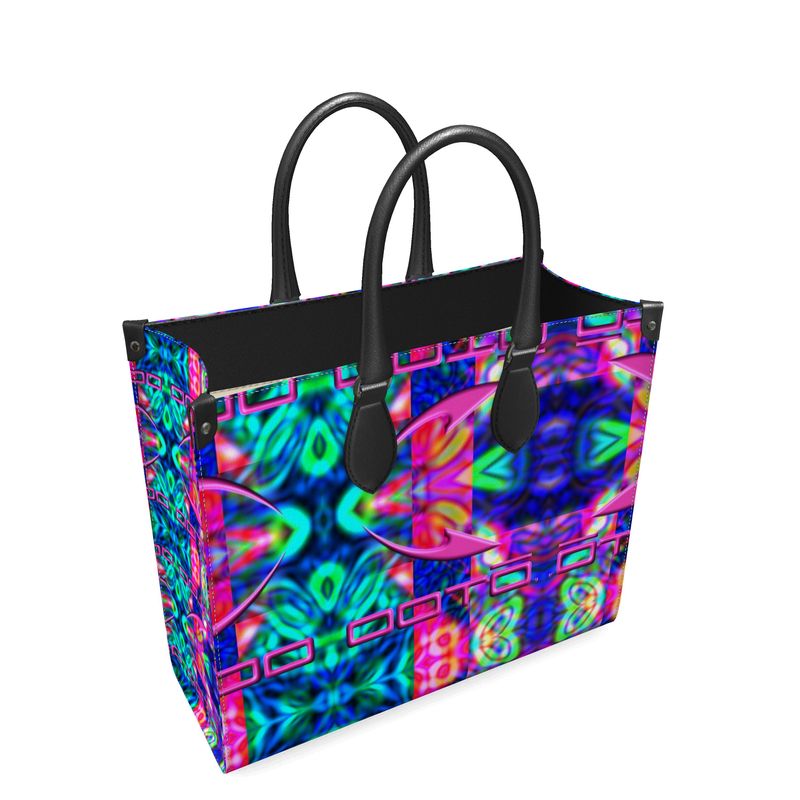 OOTO - PSYCHEDELIC EN QUAD - Leather Shopper Bag - 2 Leathers - 2 SIZES - 1 COLOR - -