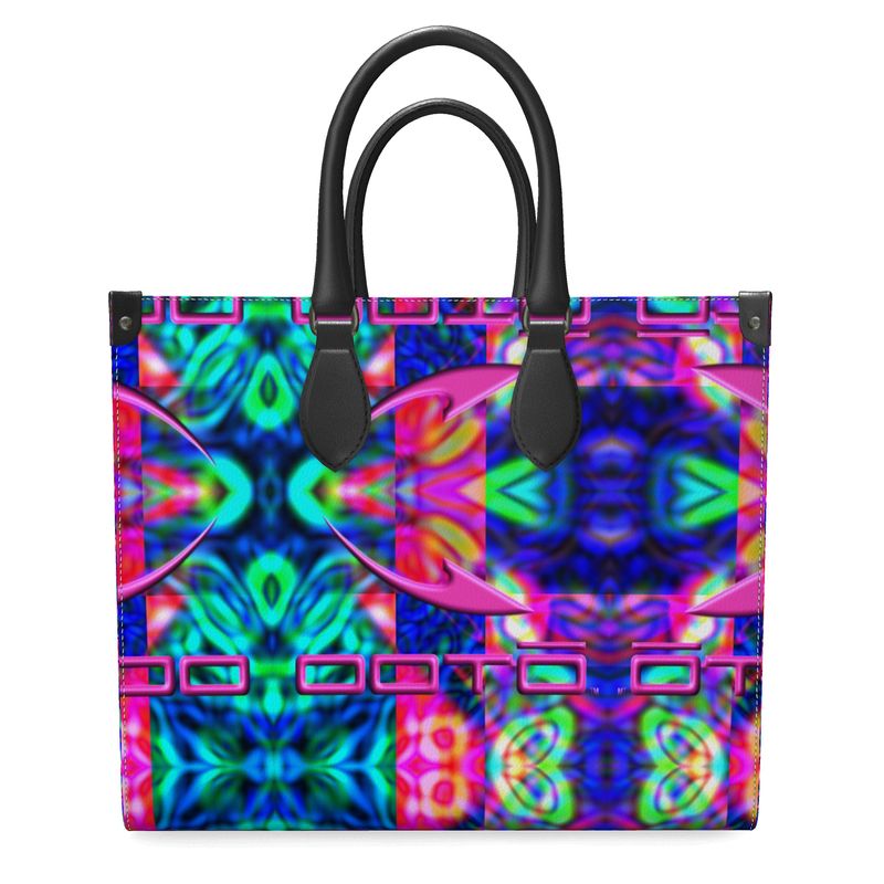 OOTO - PSYCHEDELIC EN QUAD - Leather Shopper Bag - 2 Leathers - 2 SIZES - 1 COLOR - -