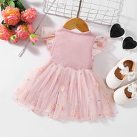 Thumbnail for Embroidered Round Neck Flutter Sleeve Dress - T - 5 SIZES - 2 COLORS -