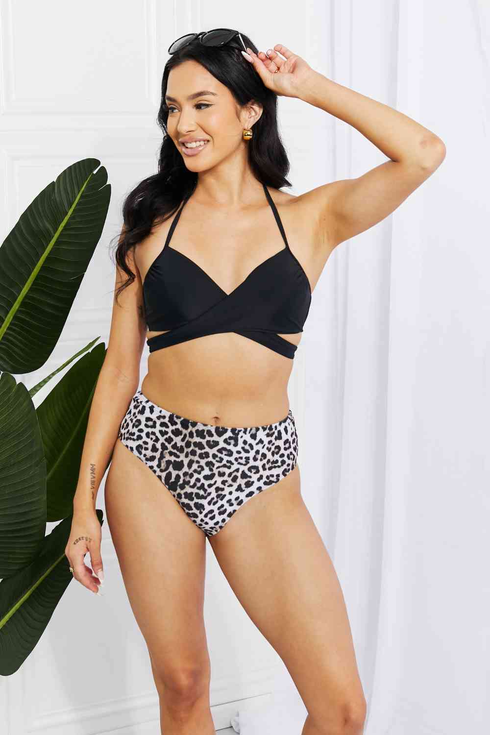 Marina West Swim Summer Splash Halter Bikini Set in Black - 2 PCS. - SIZES S THRU 2XL - T - 1 COLOR -