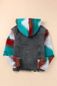 Thumbnail for Drawstring Hooded Pocketed Denim Jacket - T - 2 COLORS -