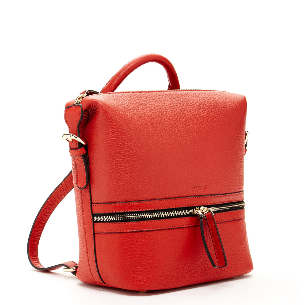 Ashley Red Leather Backpack Purse -