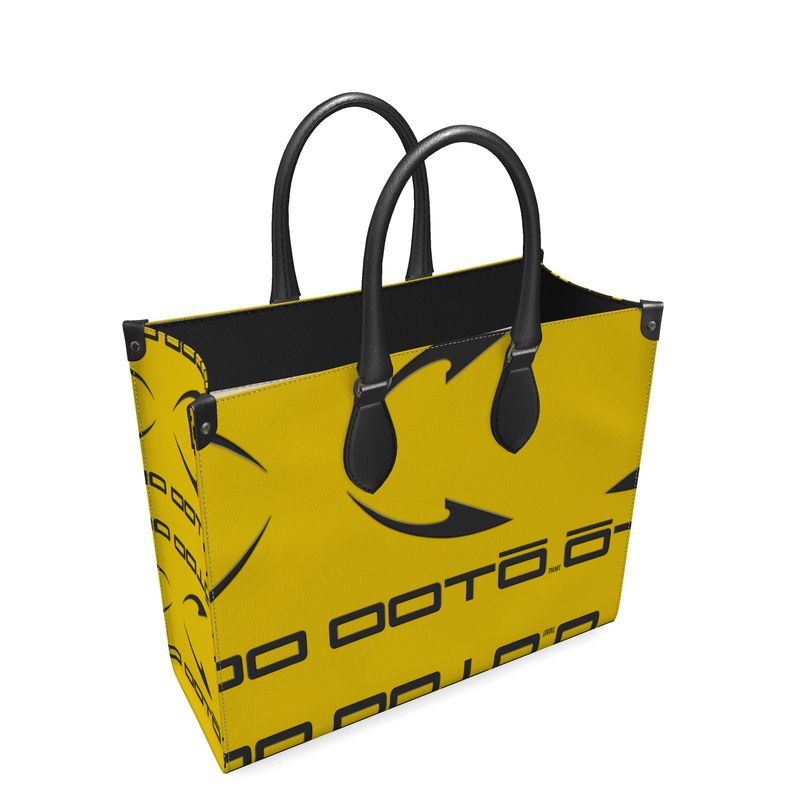 OOTO - DASH EN BLACK ON GRASS YELLOW - Leather Shopper Bag - 2 SIZES - 1 COLOR -