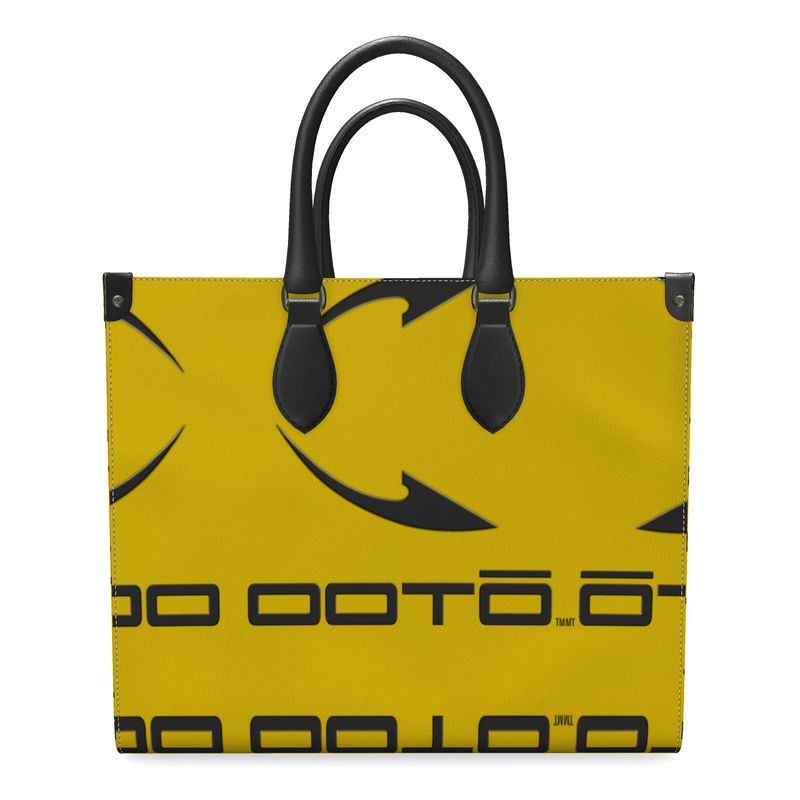 OOTO - DASH EN BLACK ON GRASS YELLOW - Leather Shopper Bag - 2 SIZES - 1 COLOR -