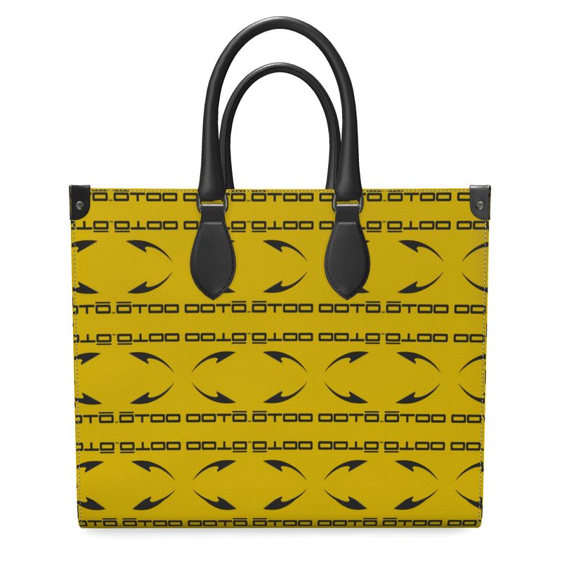 OOTO - DASH EN BLACK ON GRASS YELLOW - Leather Shopper Bag - 2 SIZES - 1 COLOR -