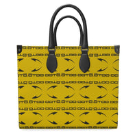 Thumbnail for OOTO - DASH EN BLACK ON GRASS YELLOW - Leather Shopper Bag - 2 SIZES - 1 COLOR -