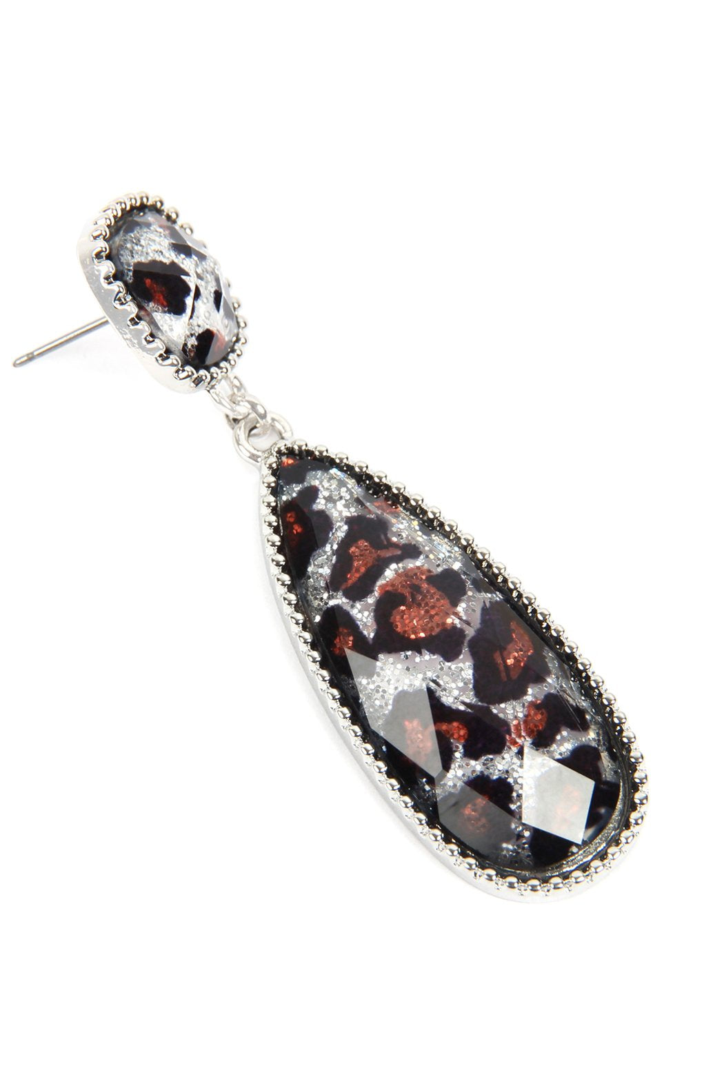 Glitter Leopard Post Dangle Drop Earrings - 4 COLORS -