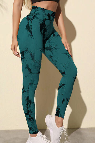 Printed High Waist Active Leggings - T - 5 COLORS -