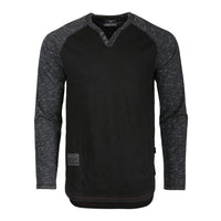 Thumbnail for Long Sleeve Contrast Raglan Henley V-Neck T-Shirts  - 1 COLOR -