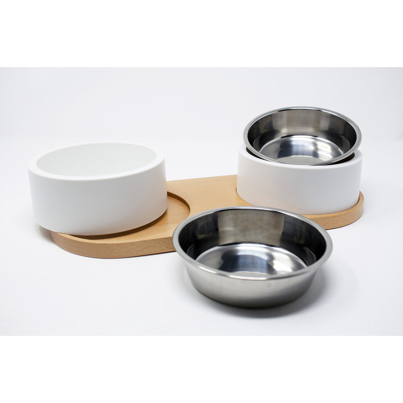 Instachew -  Puresteel Double Pet Bowl, Food Bowl for Cats, Dogs -