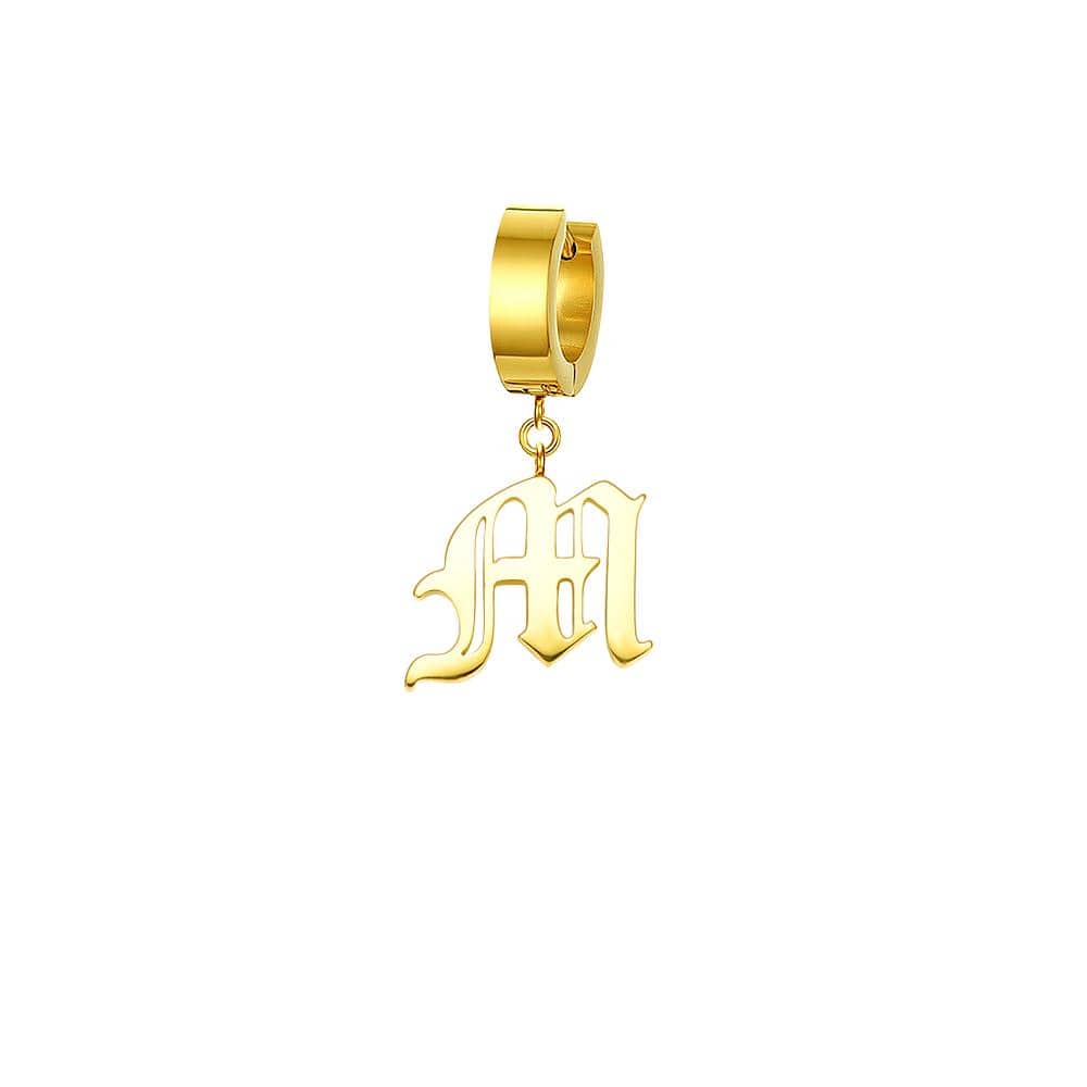 Mister - Old English Initial Earring - ALL 26 LETTERS - 2 FINISHES - FIND YOURS! -