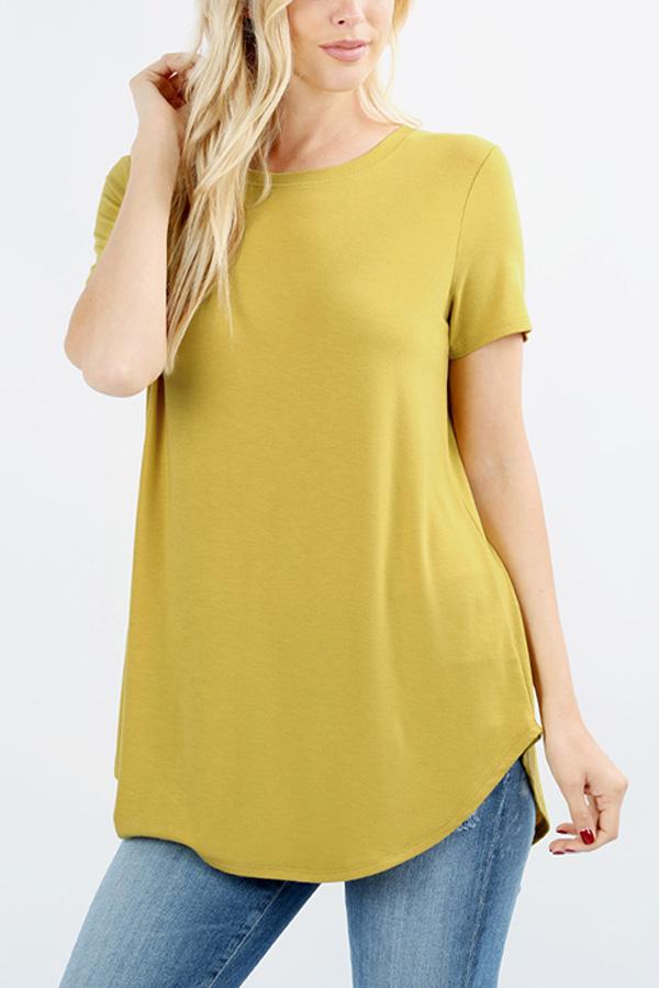 Riah Fashion - Short Sleeved Round Neck Boyfriend Tunic - 3 COLORS -