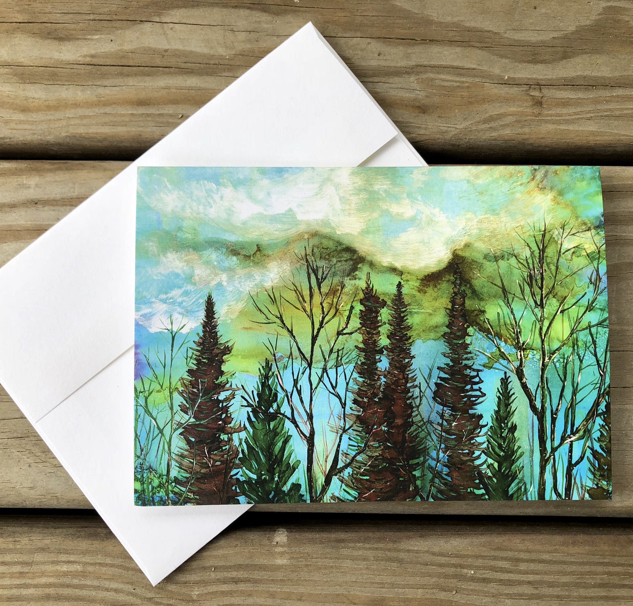 Green Sky Landscape : Greeting Card - 5"X7" - 1 OR SET(6) -