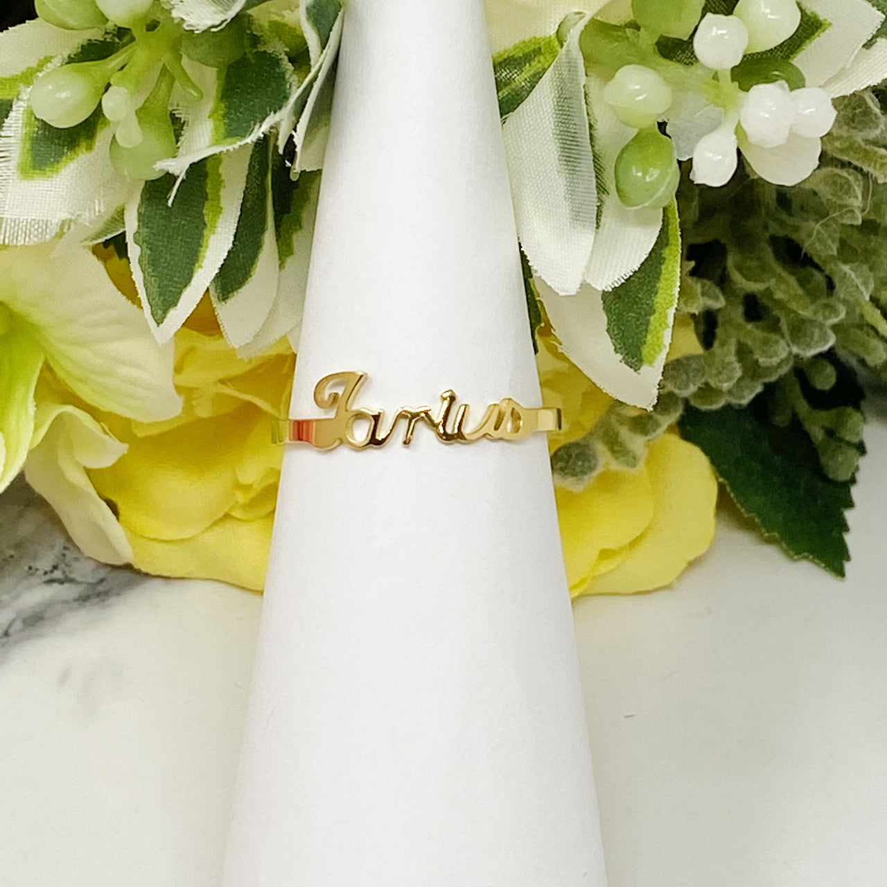 Ellison & Young - Scripted Zodiac Ring - 18K Gold plated - ALL 12 SIGNS / FIND YOURS! -