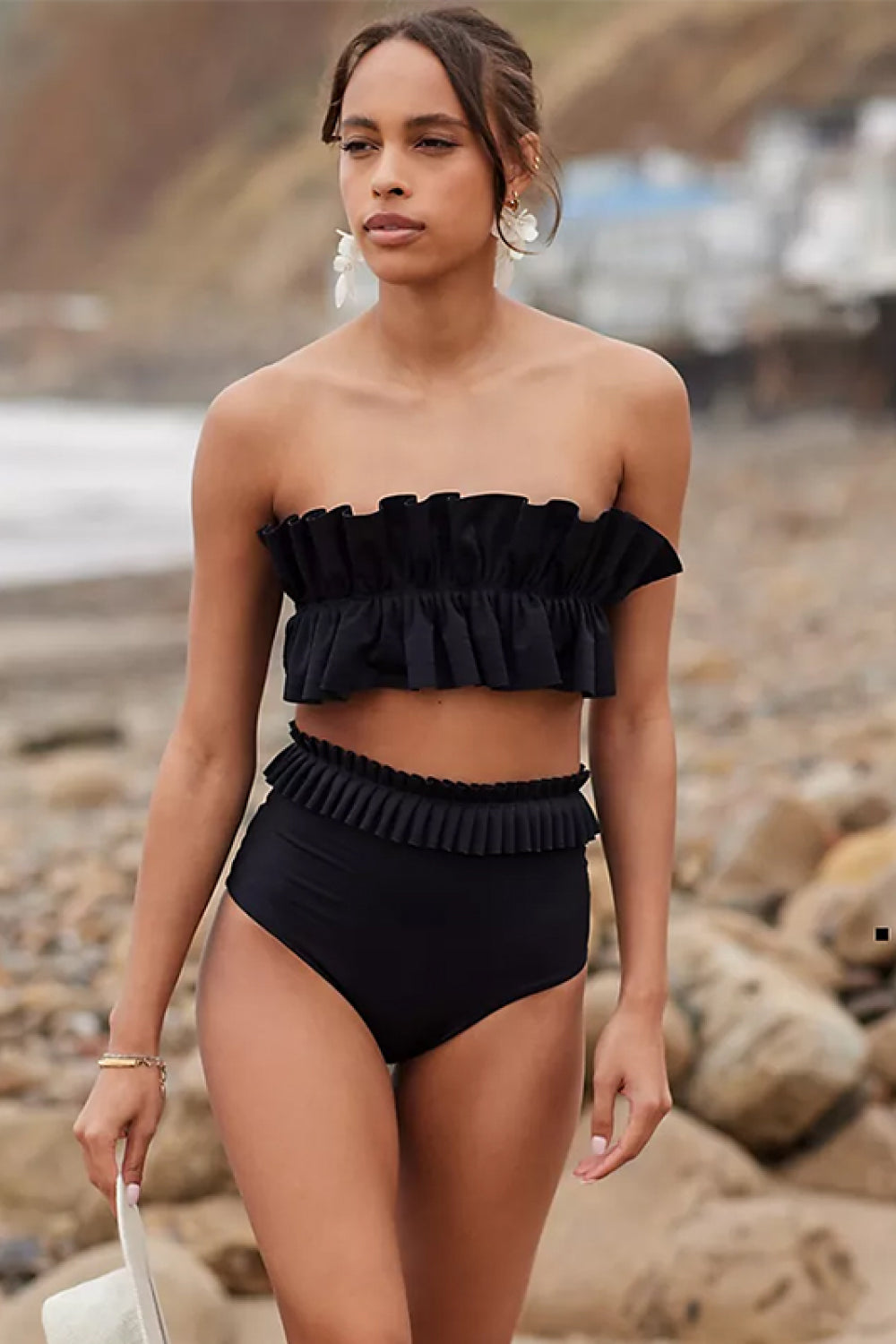 Ruffled Tie Back Two-Piece Swim Set - 2 PCS. - T - 1 COLOR -