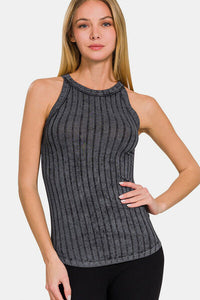 Thumbnail for Zenana Ribbed Grecian Neck Tank - T - 1 COLOR -