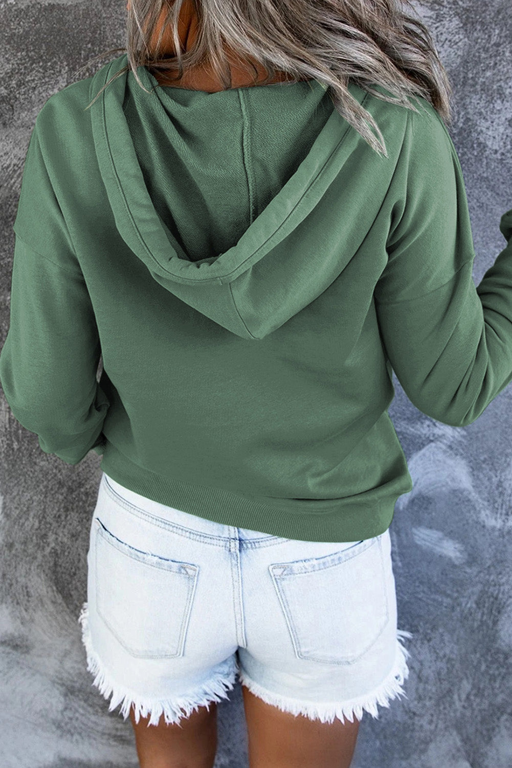 Dropped Shoulder Long Sleeve Hoodie with Pocket - T - 9 COLORS -