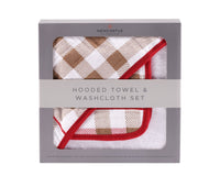 Thumbnail for Newcastle - Plaid Cotton Hooded Towel and Washcloth Set -