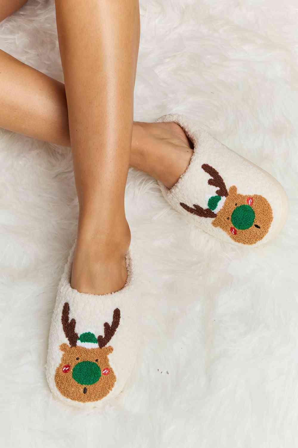 Melody Rudolph Print Plush Slide Slippers - T - 2 COLORS -