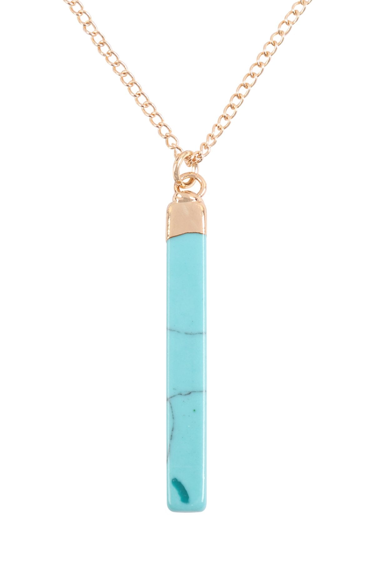 Riah Fashion - Bar Stone Pendant Necklace - 6 COLORS / STONES