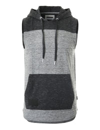 Thumbnail for Men's Color Block Sleeveless Pullover Kangaroo Pocket Workout Hooded Tank - 2 COLORS