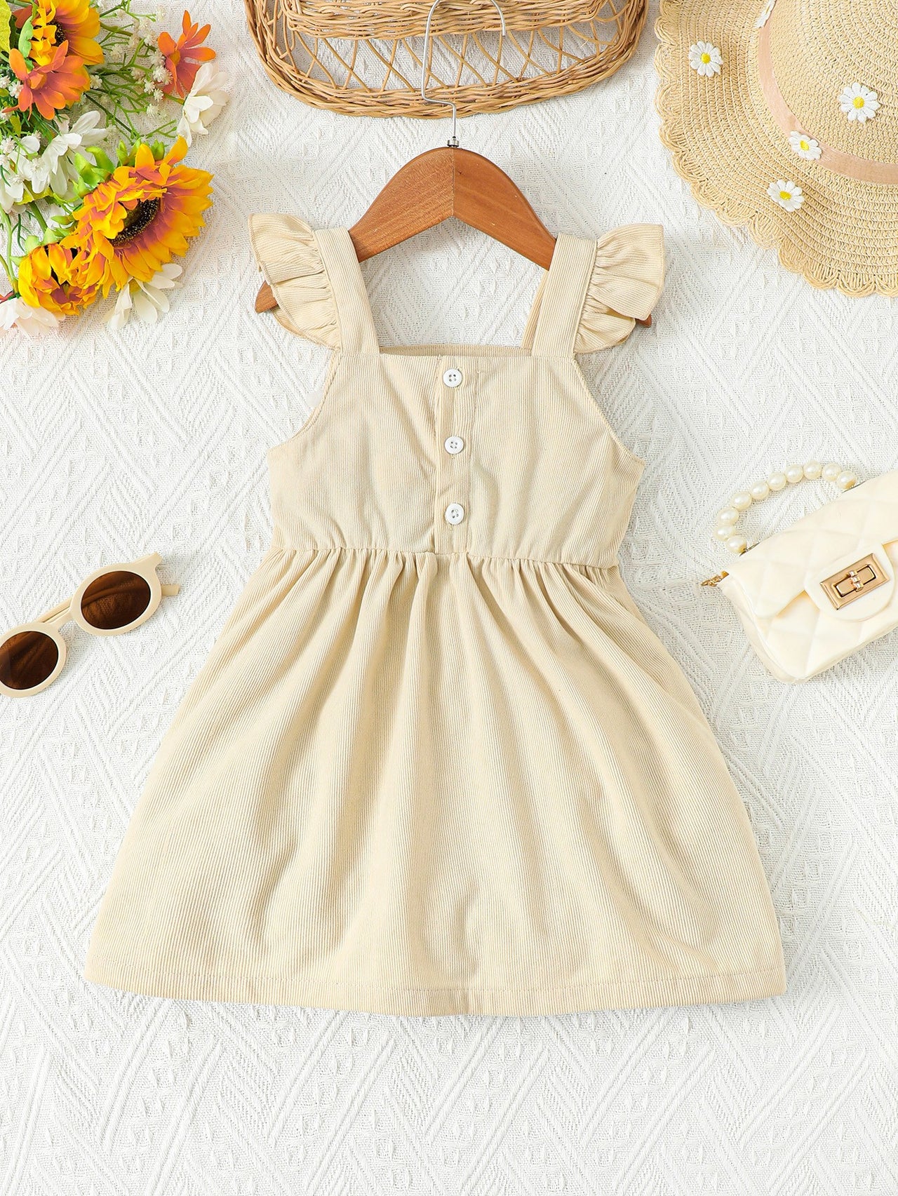 BEAUTIFUL GIRL Embroidered Graphic Square Neck Dress - T - 4 SIZES - 1 COLOR -