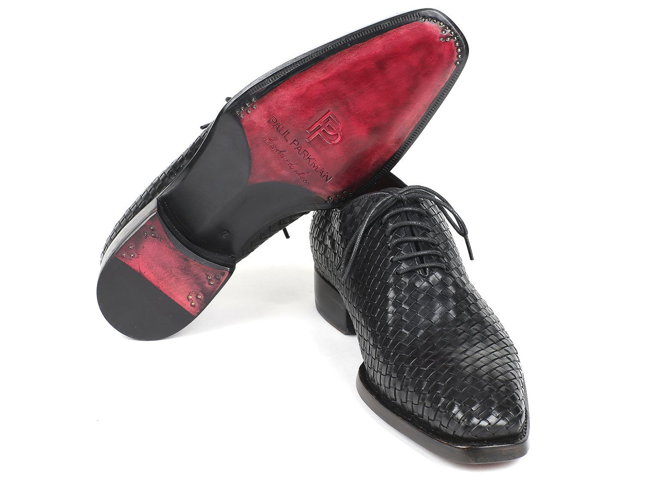 Paul Parkman - Men's Black Woven Leather Oxfords -