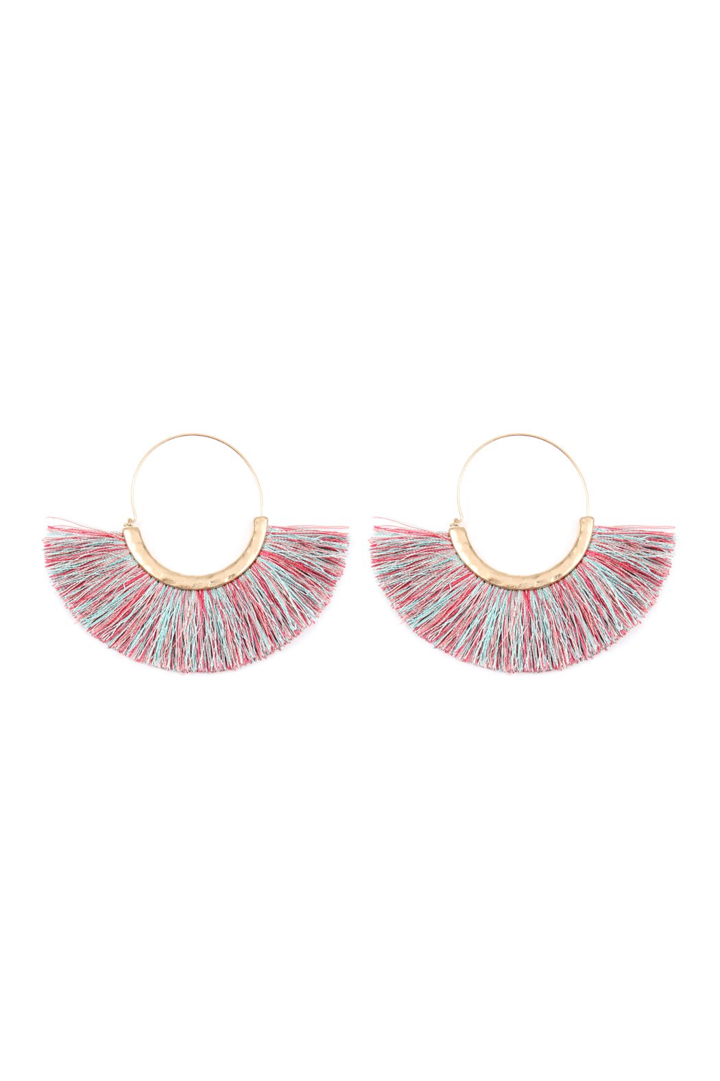 Tassel Fan Hoop Earrings - 15 COLORS -