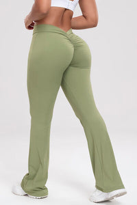 Thumbnail for Ruched High Waist Bootcut Active Pants - T - 7 COLORS -