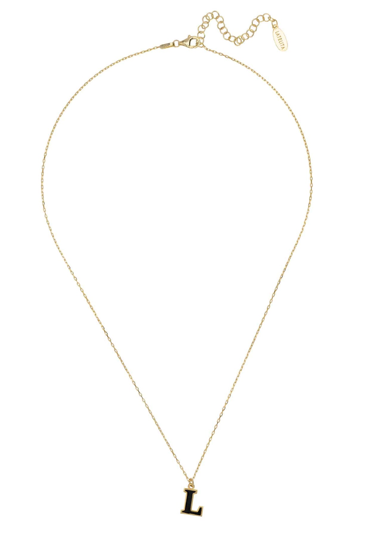 Initial Enamel Necklace Gold L -