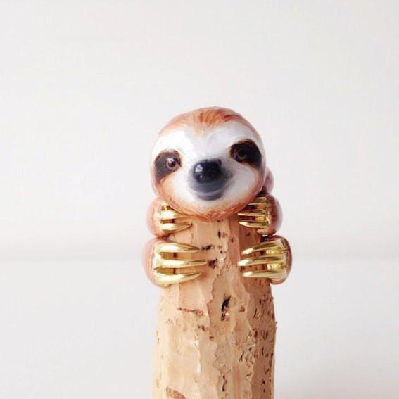 Mary Lou Store - ADJUSTABLE Orange Sloth Ring - 3 PCS. -