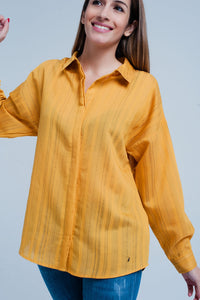 Thumbnail for Q2 - Mustard Shirt Thin Black Stripes - 1 COLOR