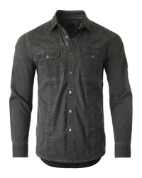 Thumbnail for Men's Stretch Flex Slim Color Washed Vintage Rugged Fashion Button Shirts - 1 COLOR