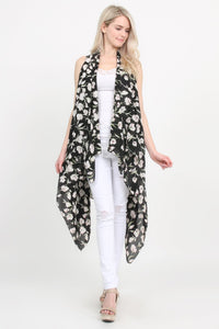 Thumbnail for Riah Fashion - Semi Sheer Floral Vest Cardigan - 2 COLORS -