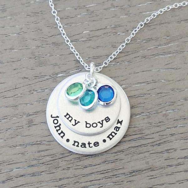 My Boys Necklace With Birthstones -