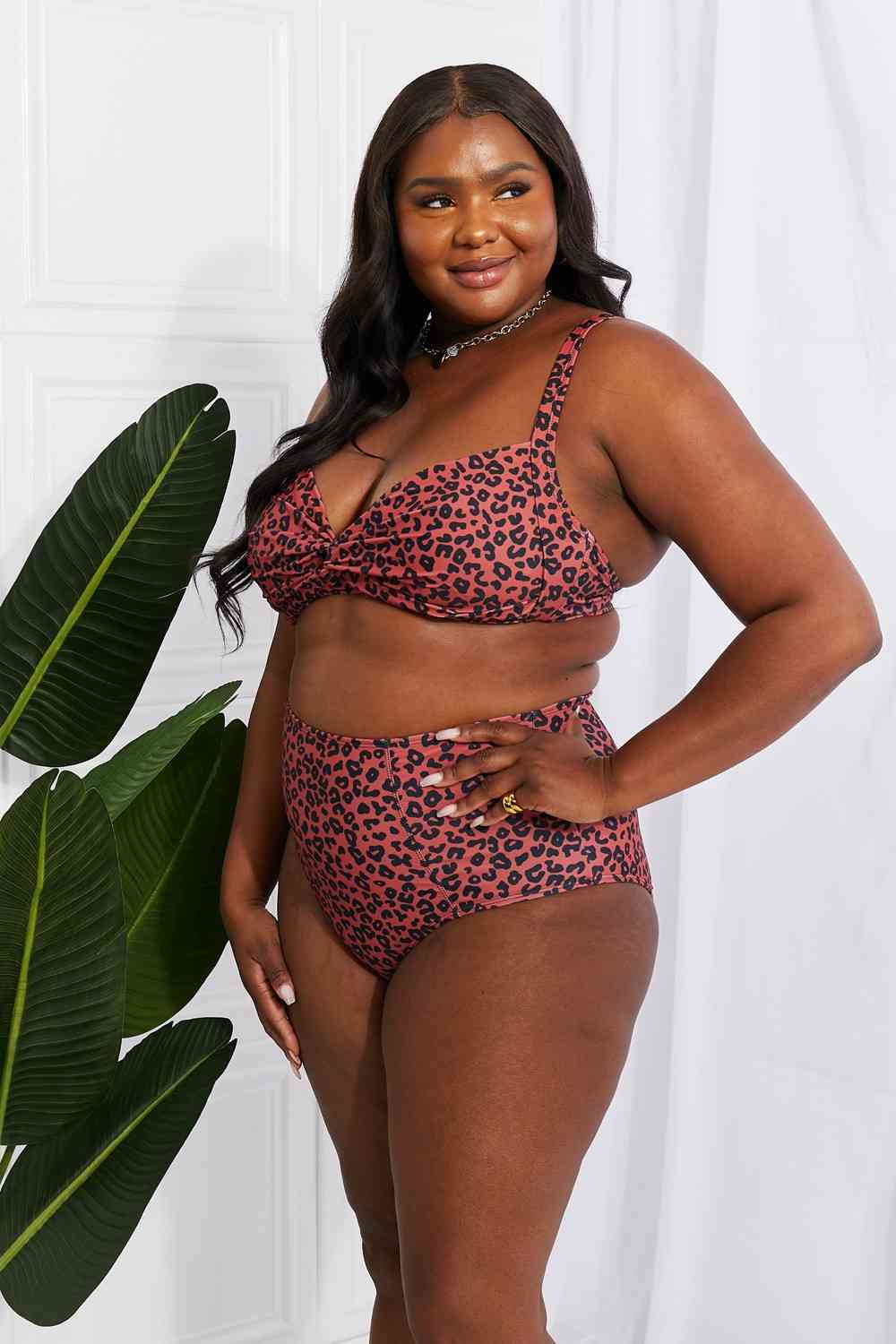 Marina West Swim Take A Dip Twist High-Rise Bikini in Ochre - 2 PCS. - SIZES S THRU 2XL - T - 1 COLOR -