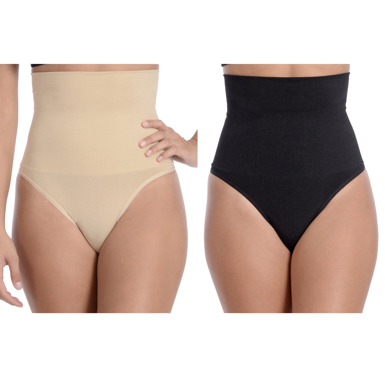 Seamless Hi-Waist Shaper With Thong Bottom - 2 Pack -