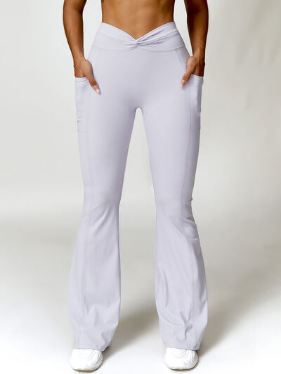 Twisted High Waist Active Pants with Pockets - T - 5 COLORS -