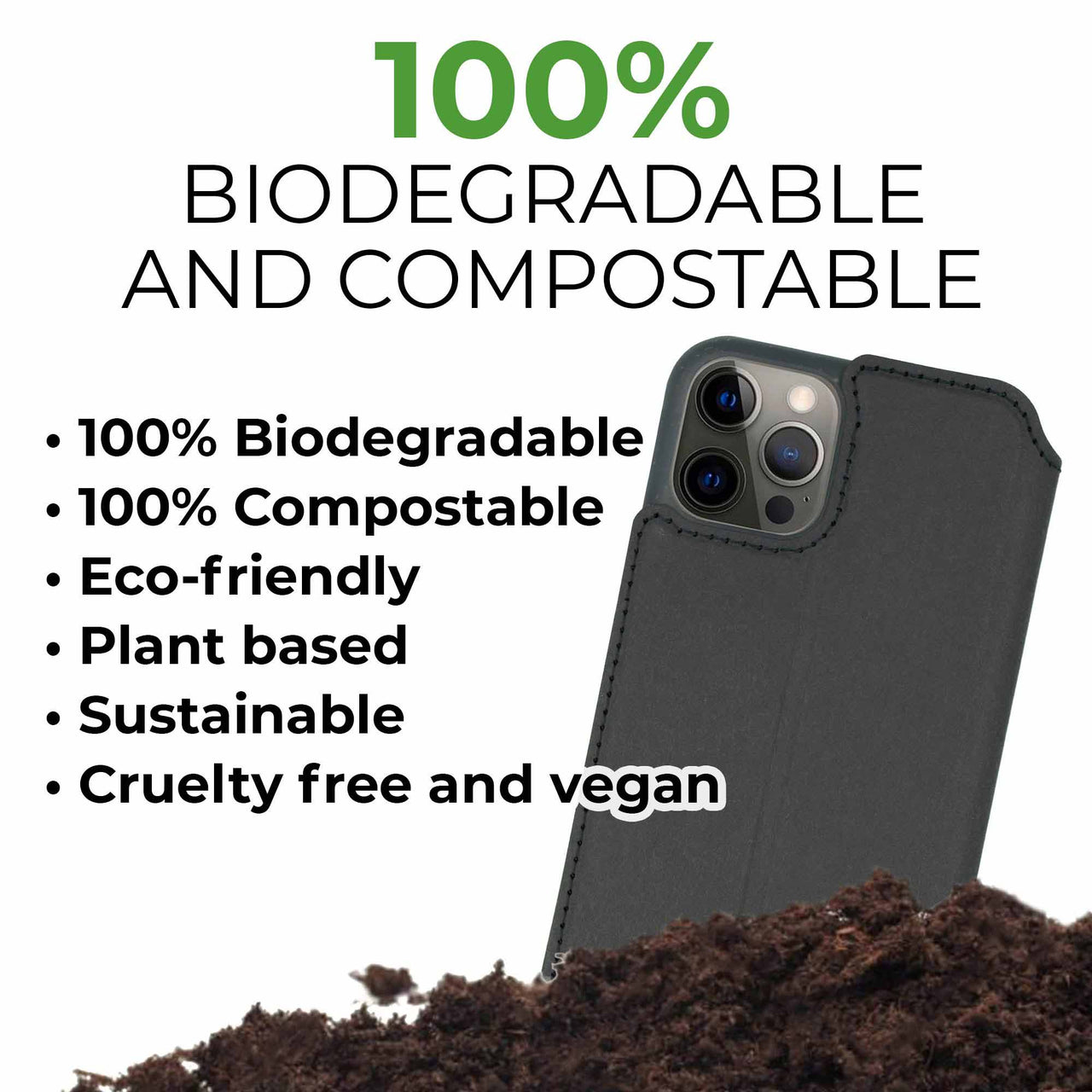 MMore - Biodegradable Flip Phone Case - Black - FITS 12 IPHONES - FIND YOURS! -